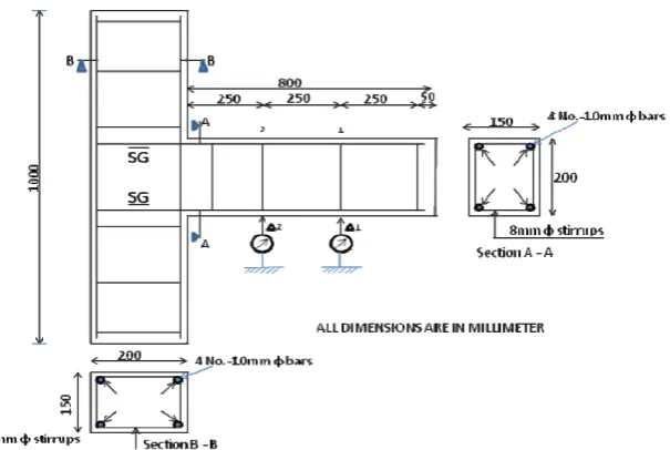 Fig. 2 Beam-column assembly illustrating reinforcement detailing 