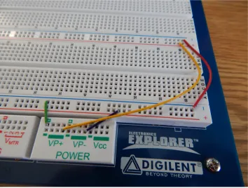 Figure 5. Connect the power at the end of the board so they do not interfere with the transmitter or receiver