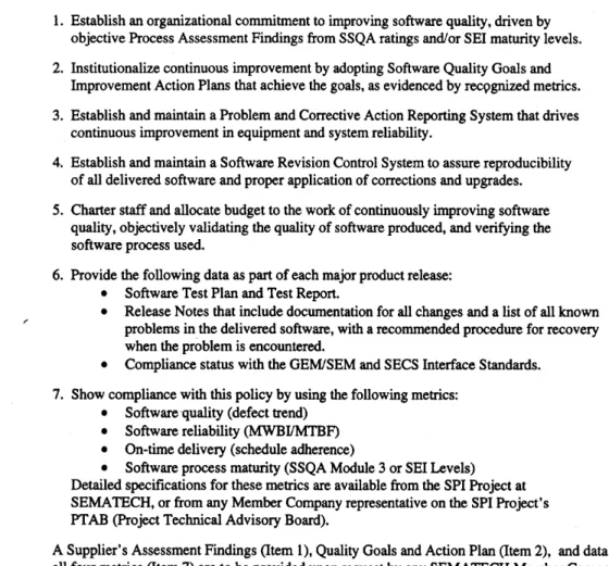 Figure 1  SEMATECH Members’ Software Quality Improvement Policy