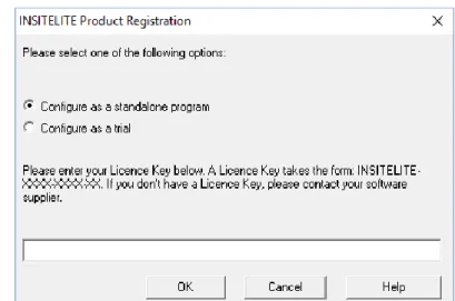 Figure 15: InSite-Lite. First execution option if you have been provided a Licence Key