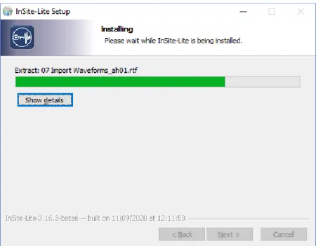 Figure 7: InSite-Lite setup program. Progress update. 