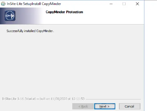 Figure 8: InSite-Lite setup program. Installation of program key. 