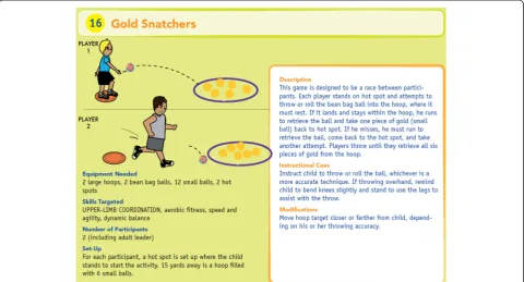 Figure 2 Sample playground game from the Active Play @ Home curriculum (Wiersma LD, Rubin DA, Rose DJ, Schroeder L, and MJunior, 2011).