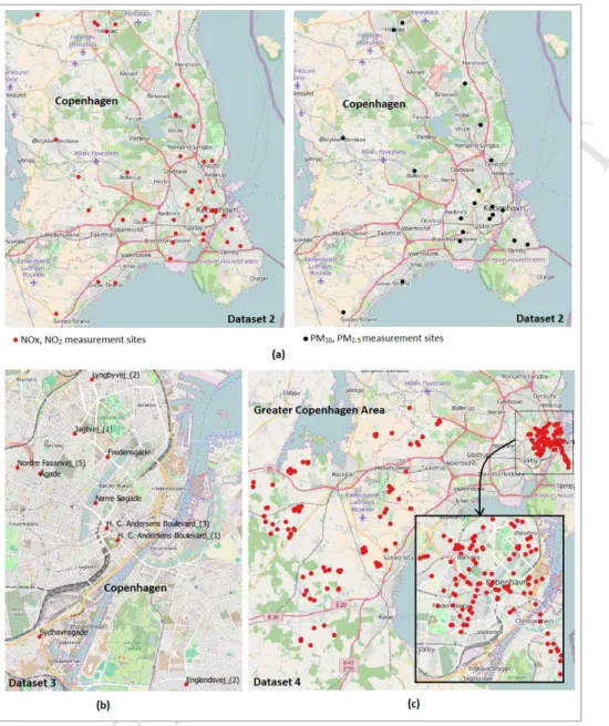 Figure  4:  Locations  of  various  measured  datasets  used  to  evaluate  the  performance  of  New  AirGIS  modelling  404 
