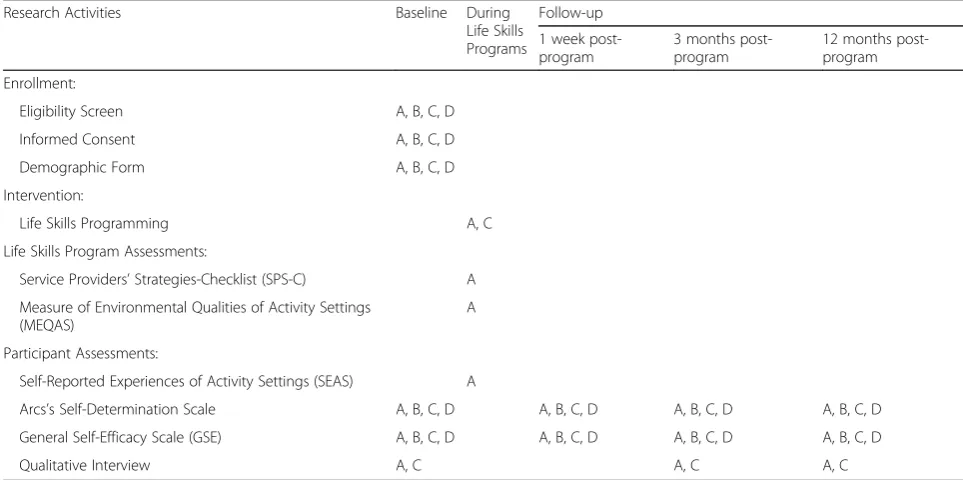 Table 1 Schedule of research activities by group