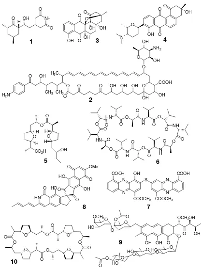 Figure 1-7  Structures of some of the important secondary metabolites of  S. griseus 