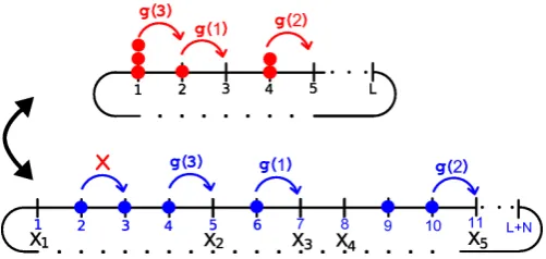 Figure 2.1:Equivalence between a totally asymmetric zero-range process and an ex-clusion process