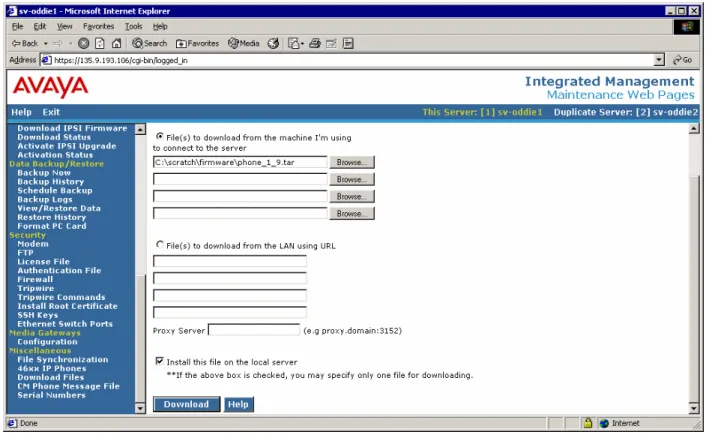 Figure 6: Maintenance Web Page Downloads