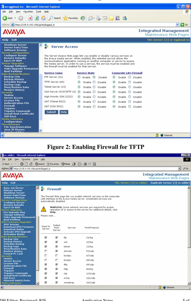 Figure 1: Enabling TFTP Service