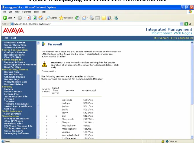 Figure 4: Displaying HTTP/HTTPS Network Service