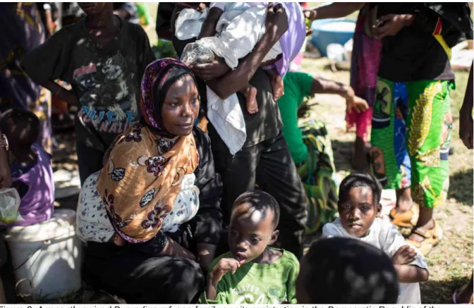 Figure 2: A recently arrived Burundian refugee family awaits registration in the Democratic Republic of the  Congo