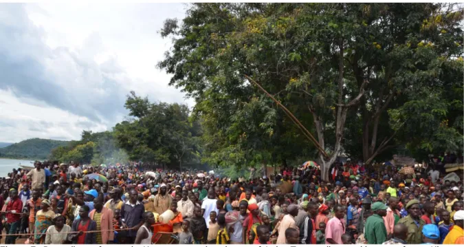 Figure 7: Burundian refugees in Kagunga, on the shores of Lake Tanganyika awaiting transfer to Kigoma,  Tanzania