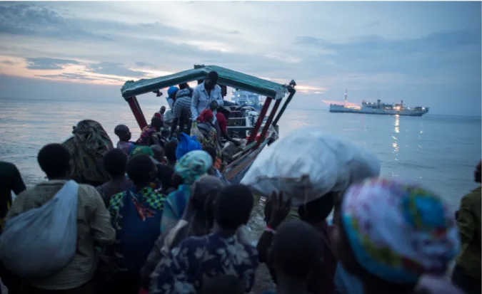 Figure 8: Burundian refugees transferred from Kagunga to the MV Liemba that will bring them to Kigoma