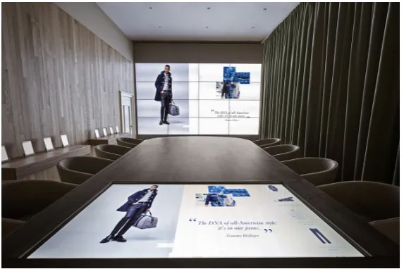Figure 8 – Digital showroom of Tommy Hilﬁger, by PVH. Image from knight-interactive.com [45]