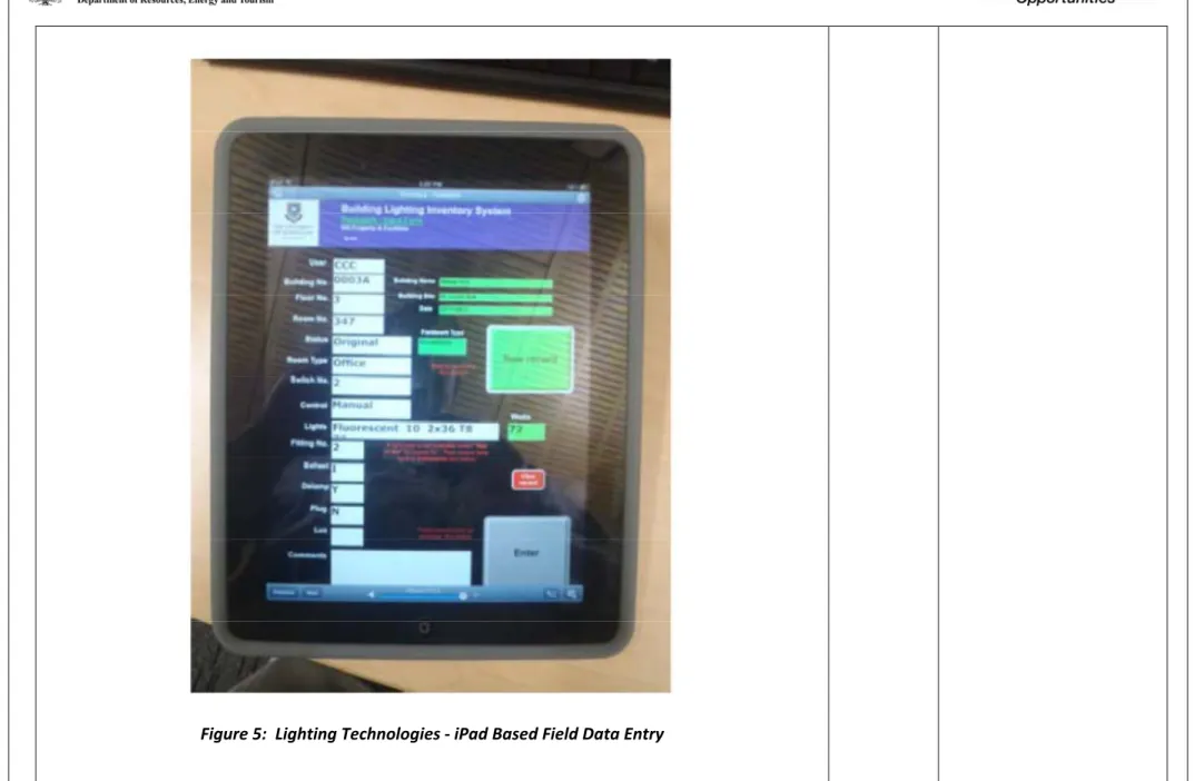Figure 5:  Lighting Technologies ‐ iPad Based Field Data Entry
