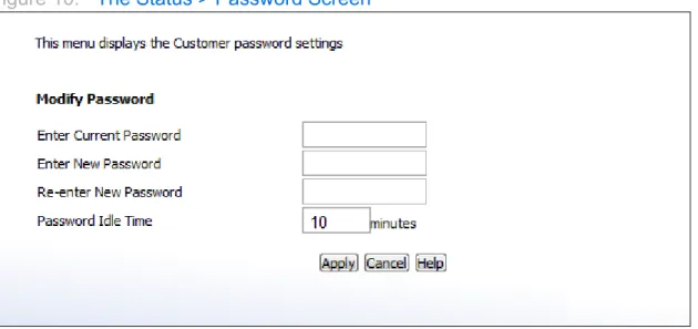 Figure 10:   The Status &gt; Password Screen