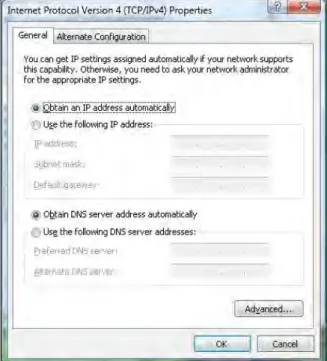 Figure 8. Internet Protocol Properties Window  7. Click the OK button to save your changes and close the dialog box