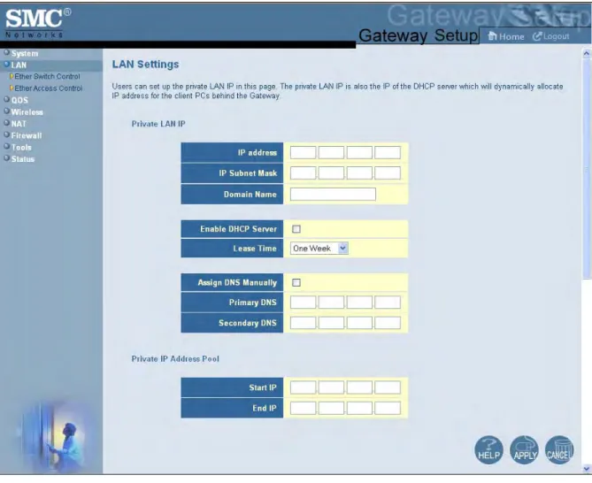 Figure 20. LAN Settings Menu  Table 6. LAN Settings Menu Options 