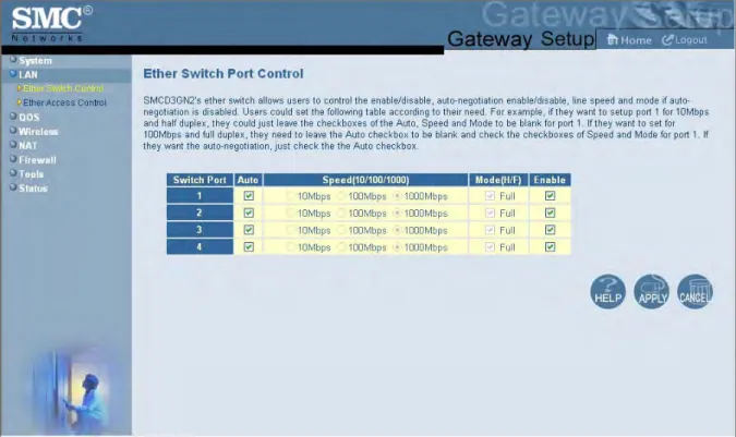 Figure 21. Ether Switch Port Control Menu 