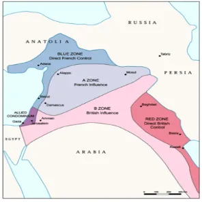 Figure 1.1: Map of the Sykes-Picot agreement 