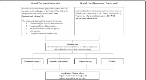 Fig. 2 Models of individually tailored interdisciplinary interventions. This figure gives an overview of the two models of individually tailored interdisciplinaryinterventions that are under investigation in the study