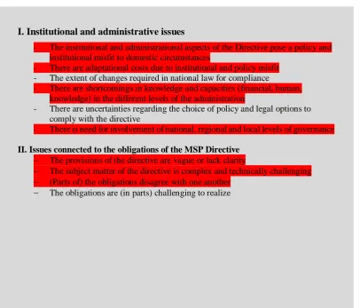 Table 1.2: Findings from the analysis 