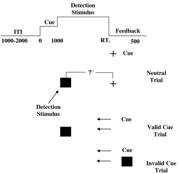Figure 1.1. Example display taken from Posner (1980). The trials started with a 