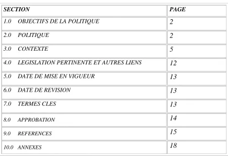 TABLE DES MATIERES  
