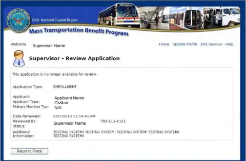Figure 15 - Application No Longer Available For Review Message 