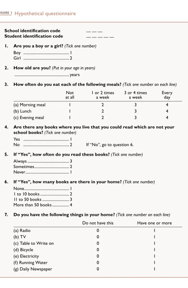 FIGURE 1 Hypothetical questionnaire