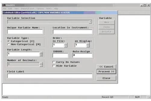 FIGURE 3 The variable definition display (first part of dialogue)
