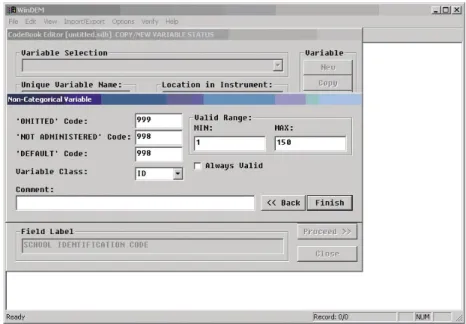 FIGURE 4 The variable definition display (second part of dialogue)