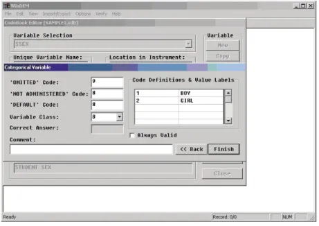 FIGURE 5 The variable definition display (defining codes and value labels)