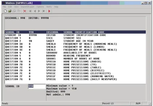 FIGURE 7 Entering codes for the data variables