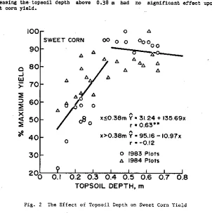 Fig. 2 The Effect of Topsoil Depth on Sweet Corn Yield