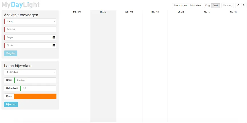 Figure 3: MyDayLight Planning Interface 