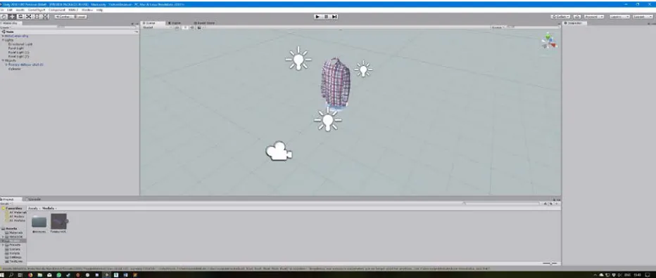 Figure 6.2 – Unity project set up to display the 3D model of the garment in .max format  