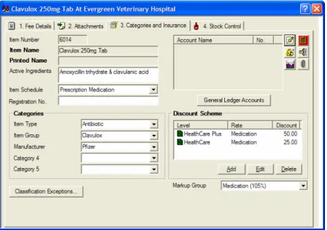 Figure 29 Fees - Categories and Insurance Page  Active Ingredients 