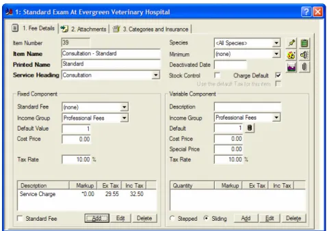 Figure 35 Fee setup for Standard Consultation 