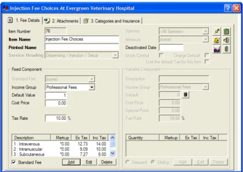 Figure 42 Injection Fee Choices as a Standard Fee 