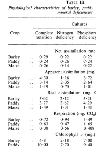 TABLE Ill of barley, paddy and maize 