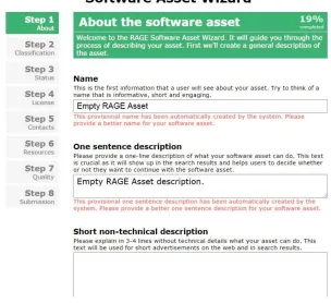 Figure 6. Screenshot of the asset creation wizard