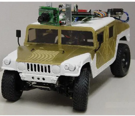 Figure 8:  Student robot project controlled by an SoPC board with a camera and PWM servos 