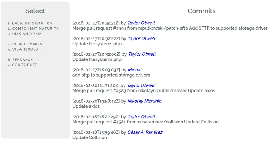 Figure 7 Most recent commit messages 