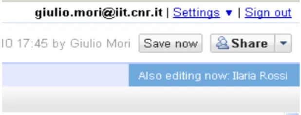 Fig. 3. Graphical notification of another collaborator online. 