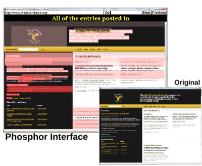 Fig. 3. The phosphor visualization of non-visual web browsing keeps the elements that users visit visible for some time and lets them slowly fade away over time