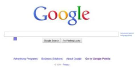 Fig. 3. Google.com website during the test, small blue square shows the position of  the participants gaze