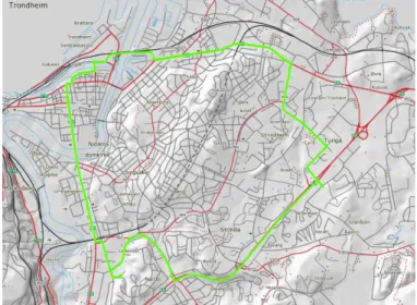 Figure 3 Map of GPS testroute (source: Statens Kartverk)  Table 1 Data points in each test 