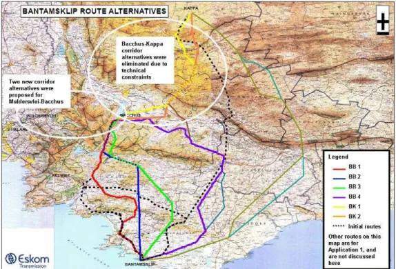 Figure 5.7: Revised corridor alternatives (Application 2). 