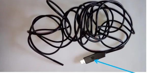 Figure 7. Endoscope (low-budget Android wire camera) with light control button. Own foto